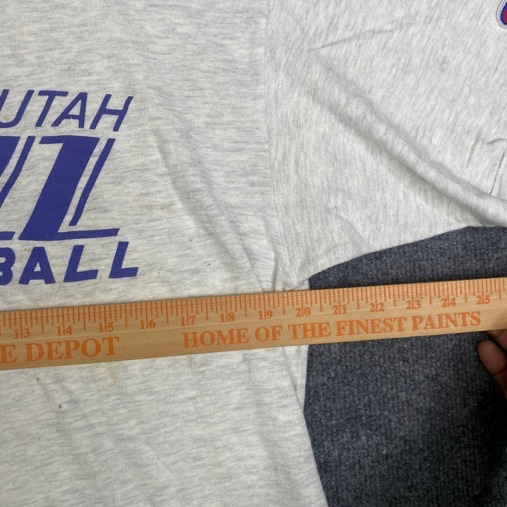 Vintage Champion Utah Jazz T Shirt Mens Large Gray Single Stitch NBA Made in USA - Picture 7 of 10